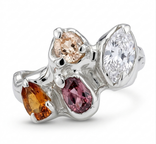 Multi stone cluster ring