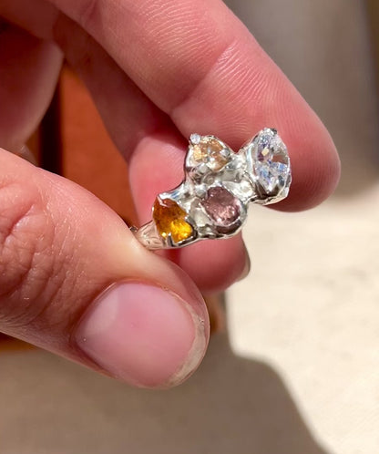 Multi stone cluster ring