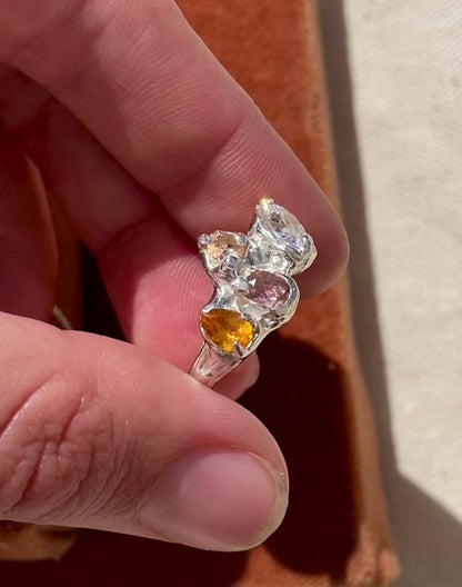 Multi stone cluster ring