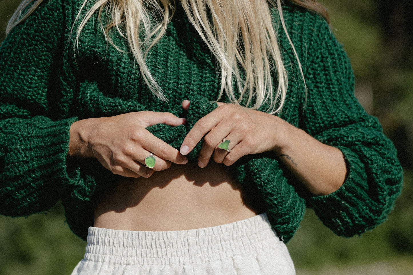 large sea glass ring