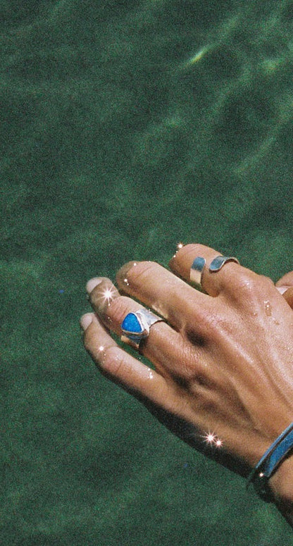 cobalt blue opal ring