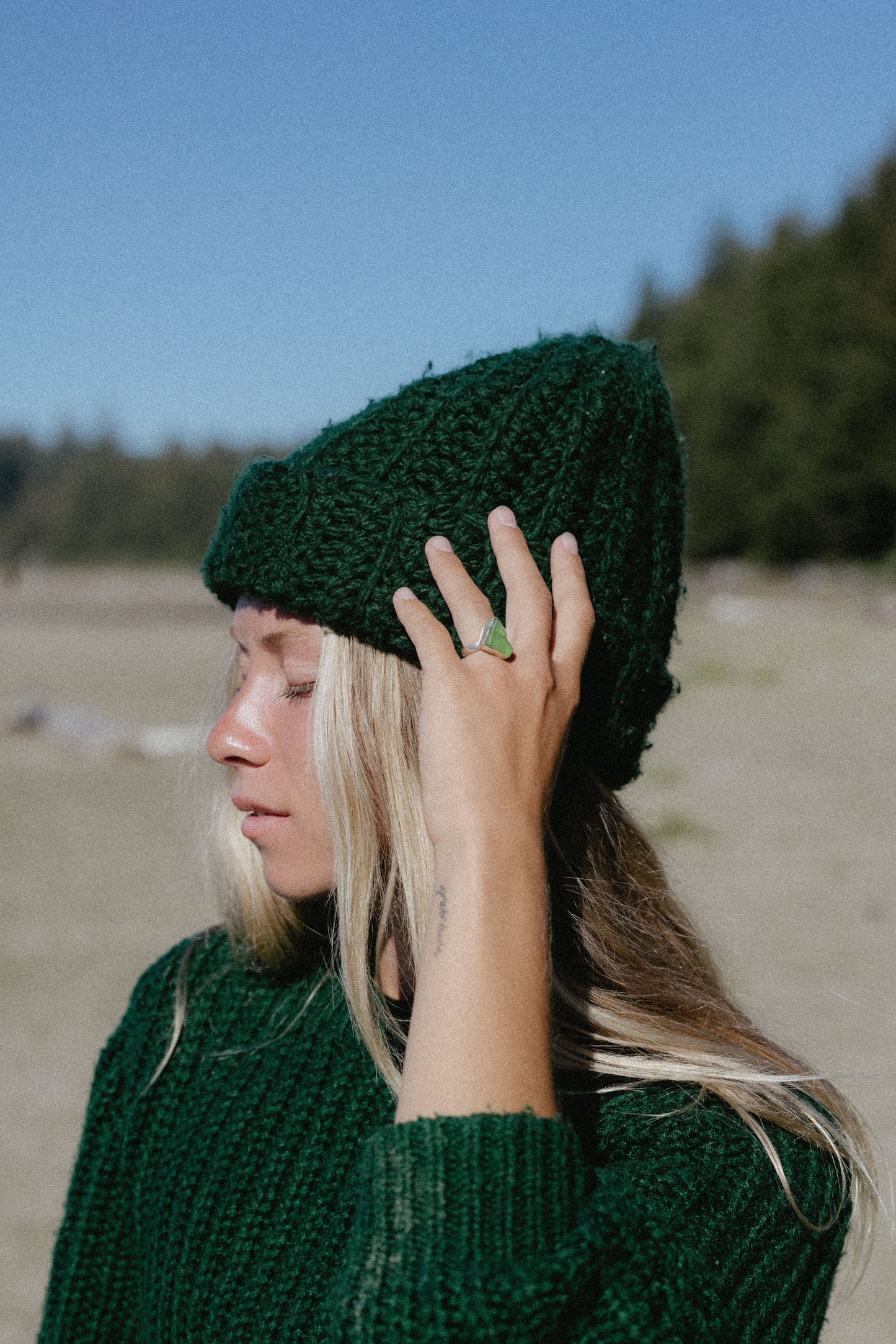 large sea glass ring