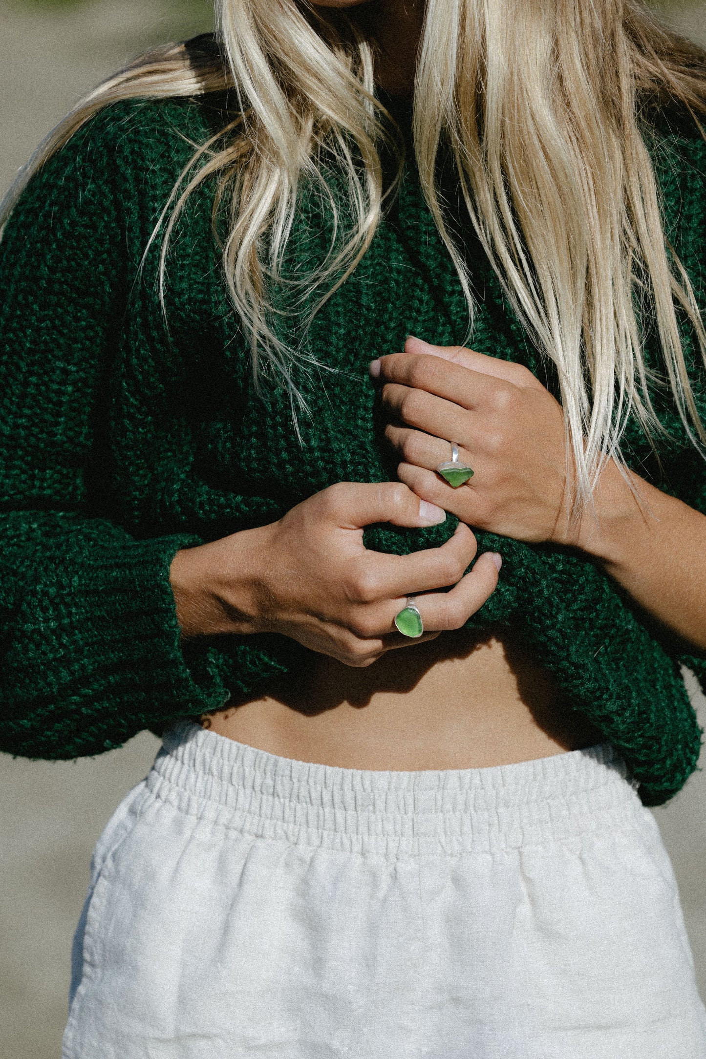 large sea glass ring